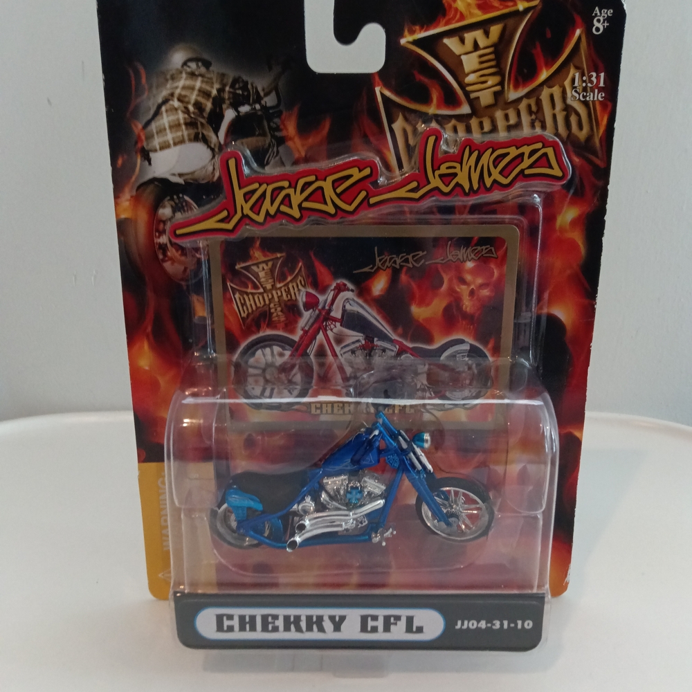 Blue Die-Cast Chopper Motorcycle Toy - Cherry CFL
